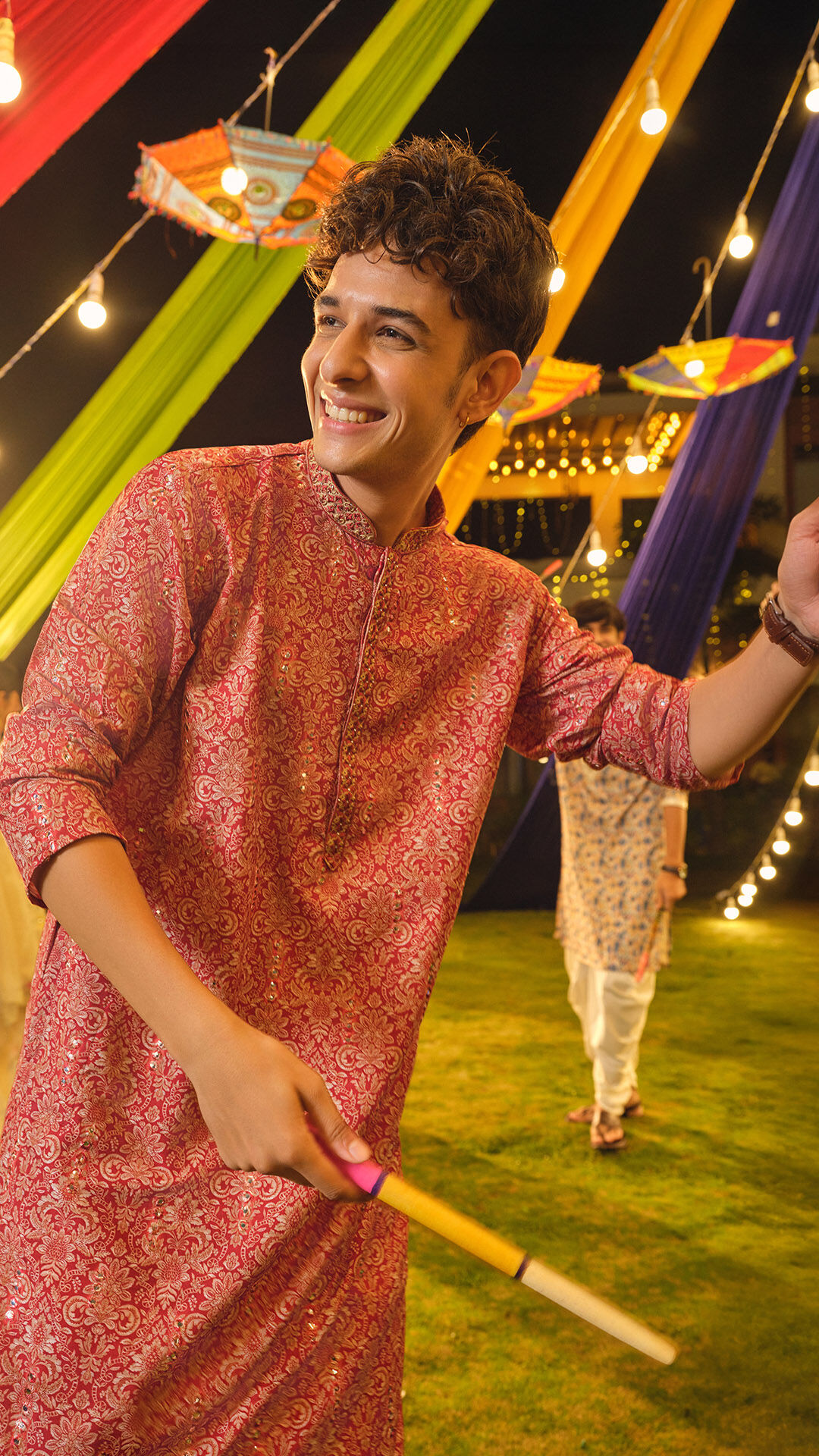 Men&rsquo;s Navratri outfit ideas featuring a printed kurta